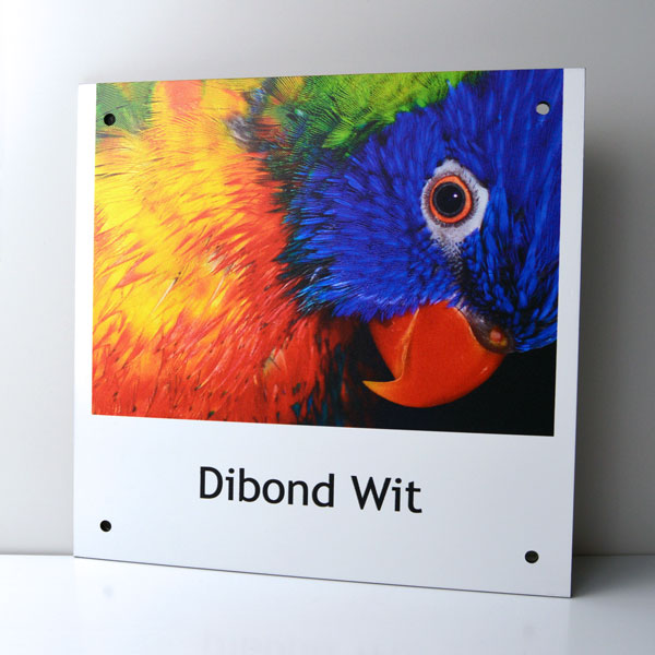 Naambord Dibond Wit