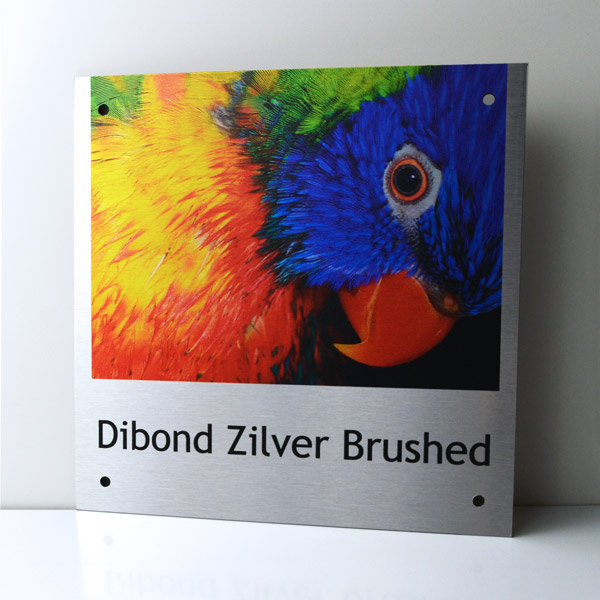 Naambord Dibond Zilver Brushed