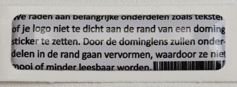 Doming sticker zonder marge