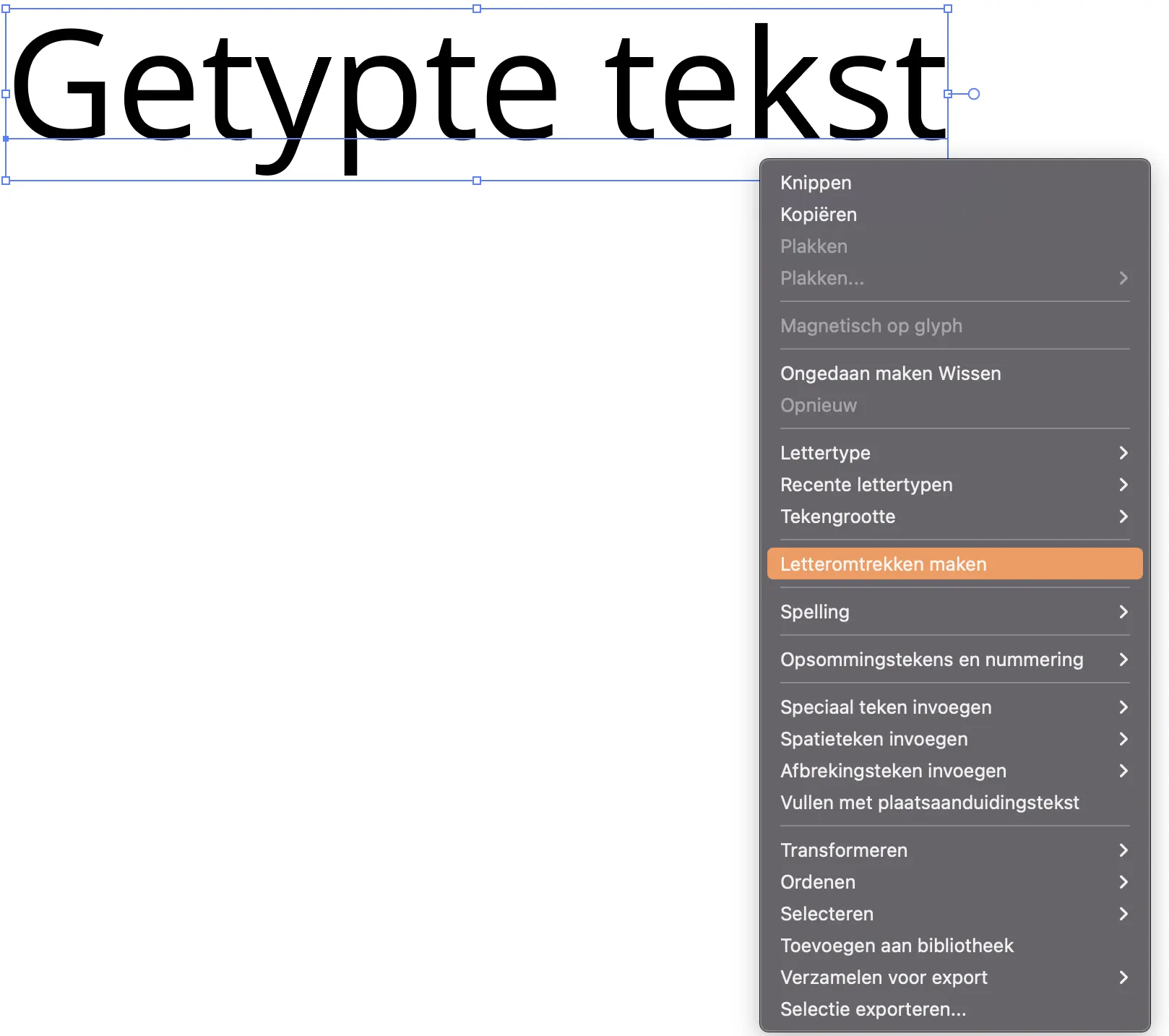 getypte bewerkbare tekst omzetten naar letteromtrekken
