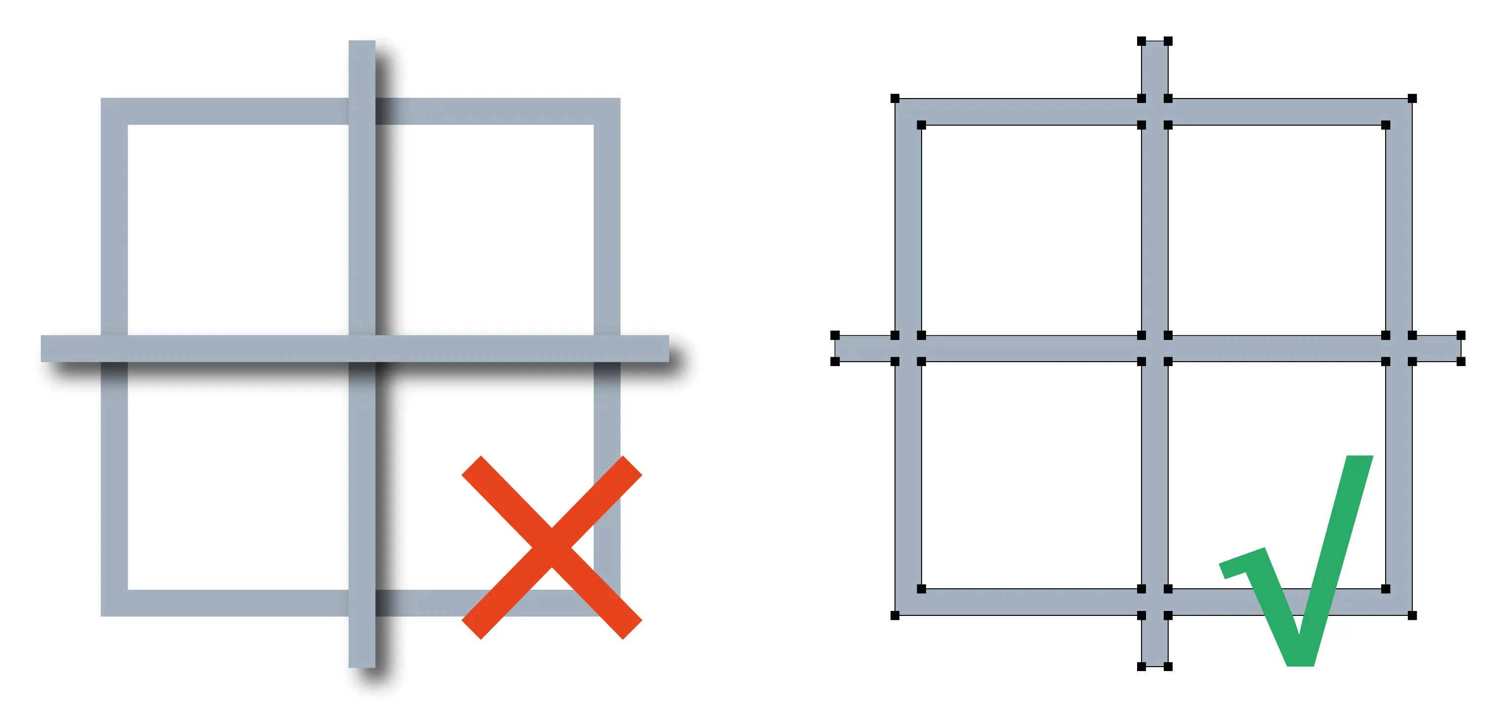 Overlappende delen tot een geheel maken