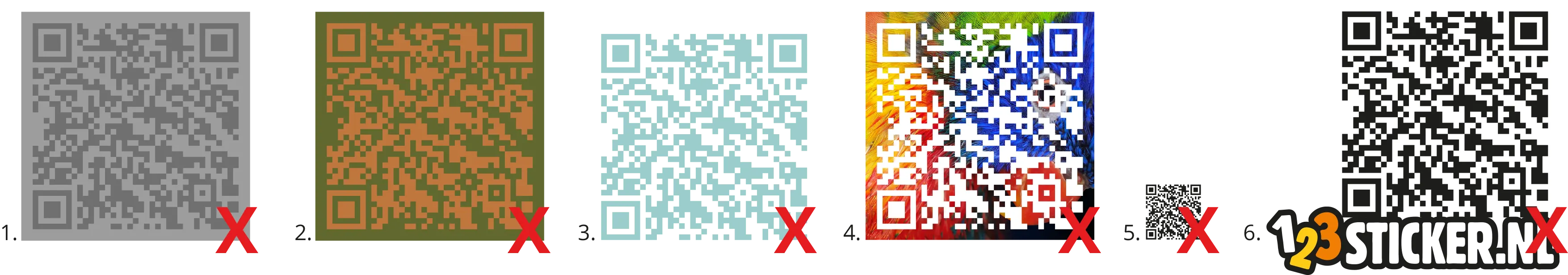 Afbeelding met af te raden QR code  vormgeving
