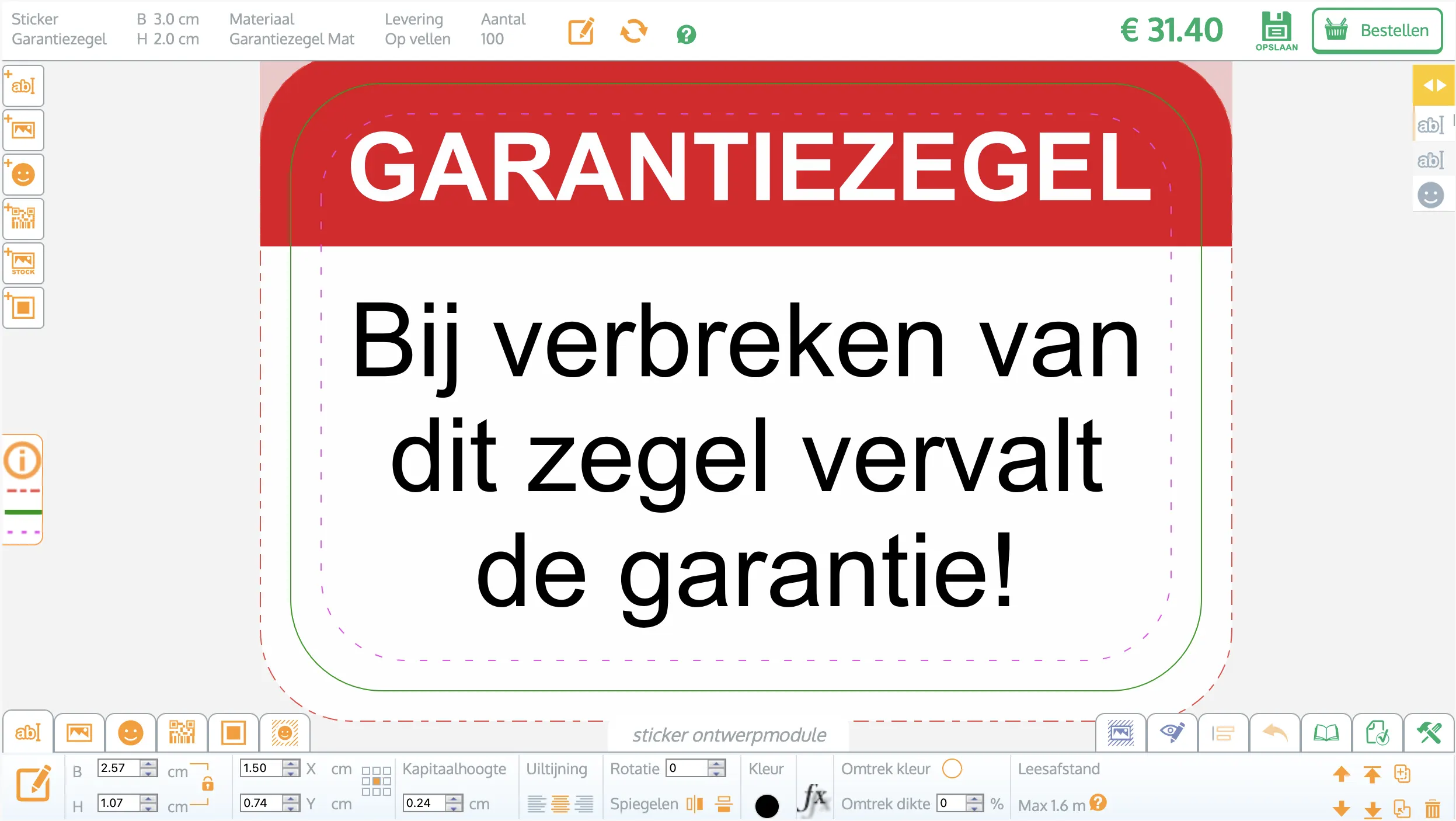 sticker ontwerpmodule