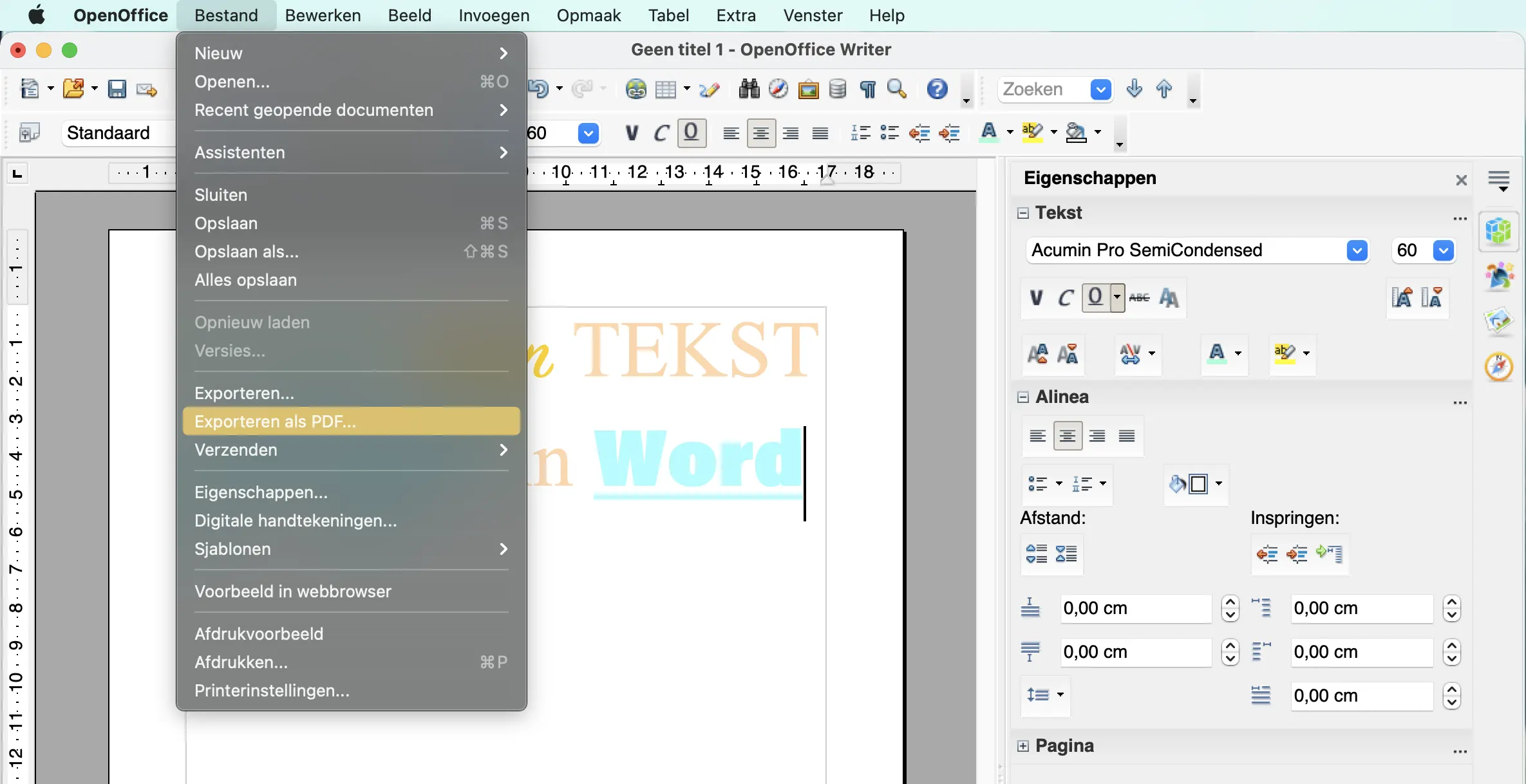 Word exporteren naar pdf